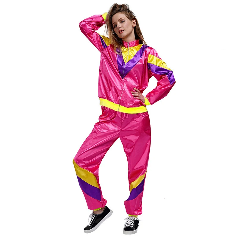 

80s 90s Retro Disco Costumes for Halloween Women Fashion Hippie Tracksuit Costume Party Adult Dress Up Hip Hop Outfits