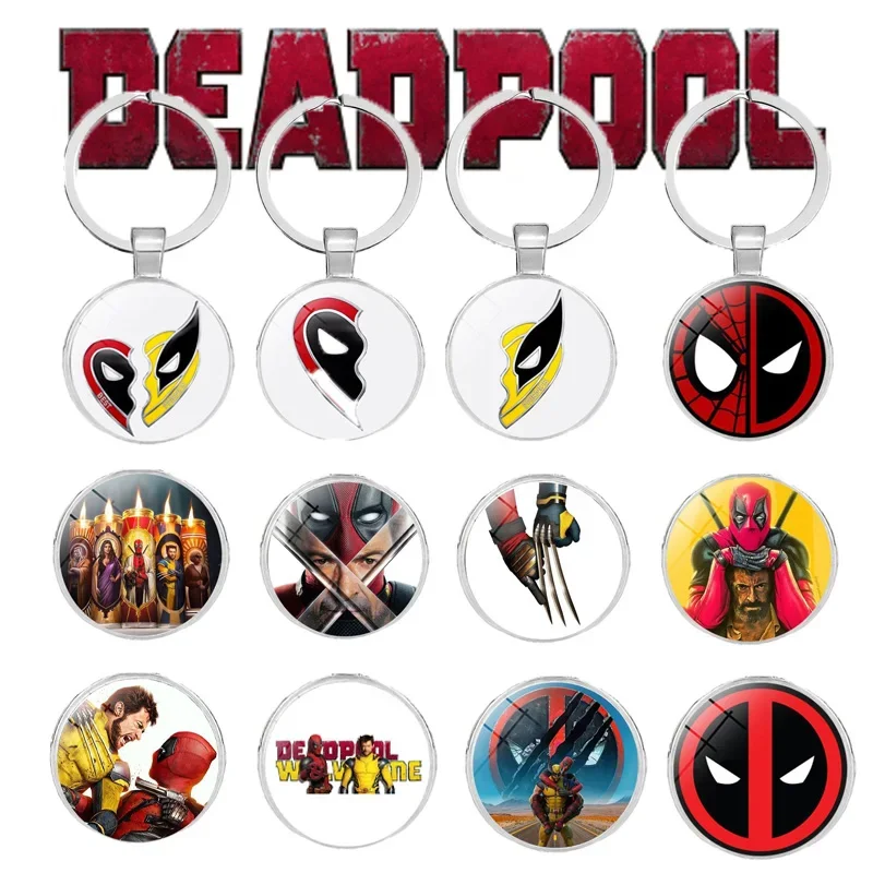 Disney Deadpool and Wolverine Best Friends Red Yellow Clown Mask keychain Pendant Love Heart Combination For Bag Friends Jewelry