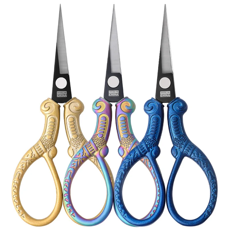 Sewing Scissors Stainless Steel Retro Embroidery Tailor Scissors Dressmaker Shears Fabric Leather Cutter DIY Sewing Accessories