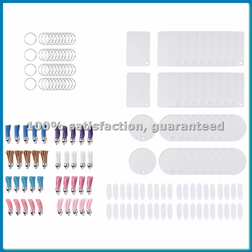 

160Pcs MDF Sublimation Blanks Keychain Bulk, Sublimation Keychain Blanks with Key Ring Double-Sided for DIY-ABRM