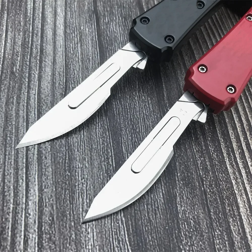 Scalpel with 10 Removable Blades Mini Pocket AU TO Knife 440C Blade Zinc Alloy Handle Tactical Camping Hunting Survival Knife