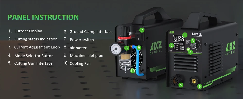 AIXZ AIC45II 220V 45 Amps Plasma Cutting Machine 60% Duty Cycle IGBT Inverter Non-HF Non-Touch Pilot ARC Air Plasma Cutter 2T/4T Cutting 1-16mm Greatly Improves Cutting Efficiency