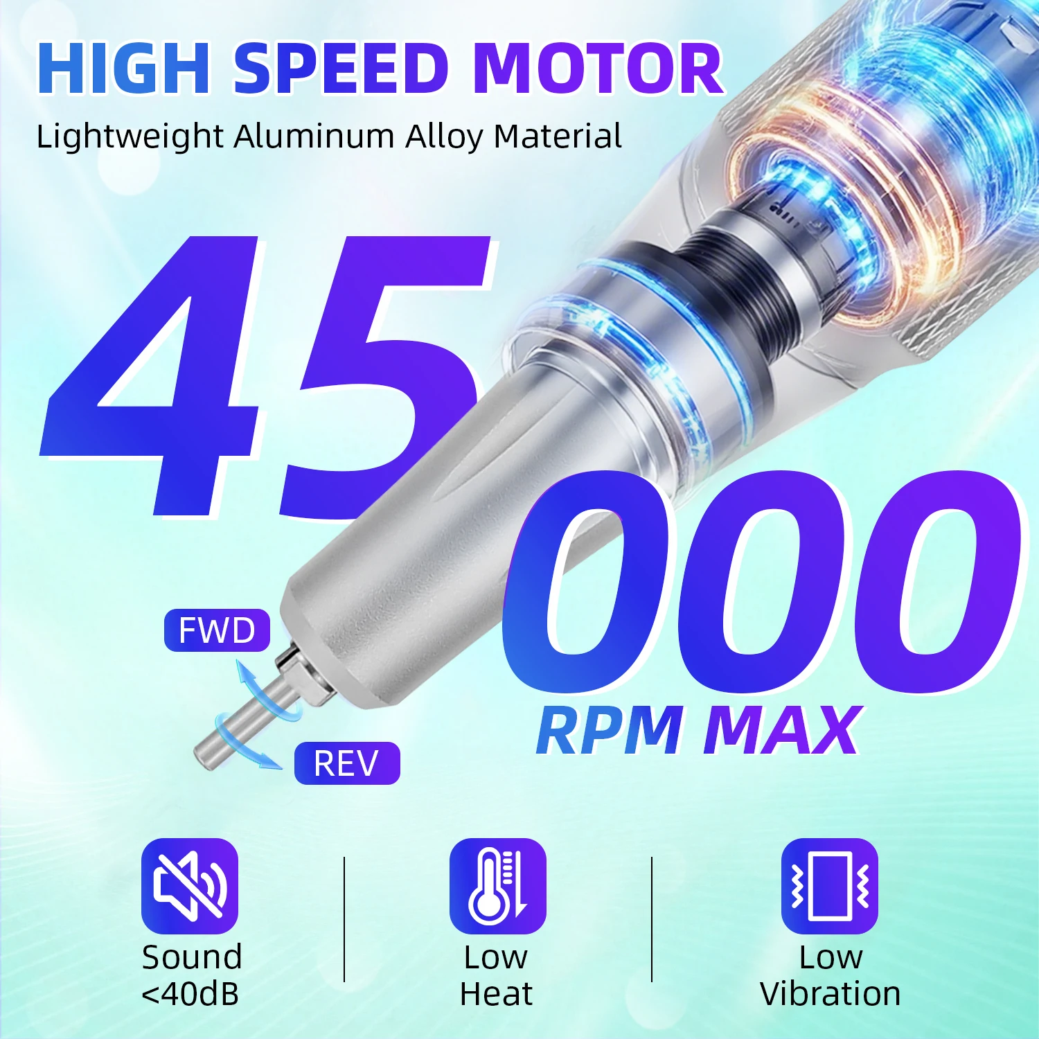 Profissional 45000rpm elétrica portátil máquina de broca do prego recarregável baixo ruído lixadeira arquivo para manicure ferramenta salão beleza