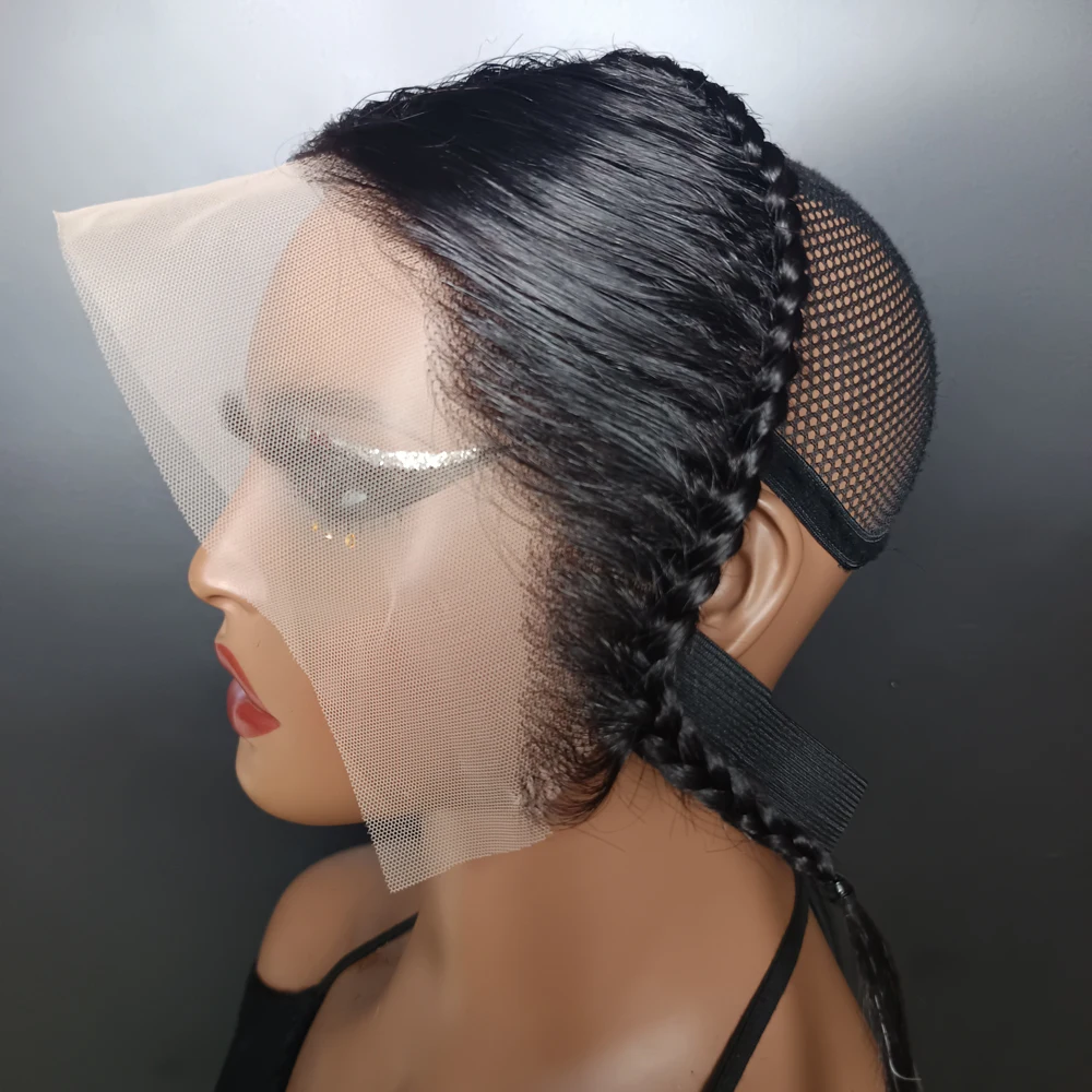 10 インチ 13 × 4 透明レースフロント三つ編みナチュラルブラックカラー 100% ブラジルレミー毛ストレートレースフロントのみ