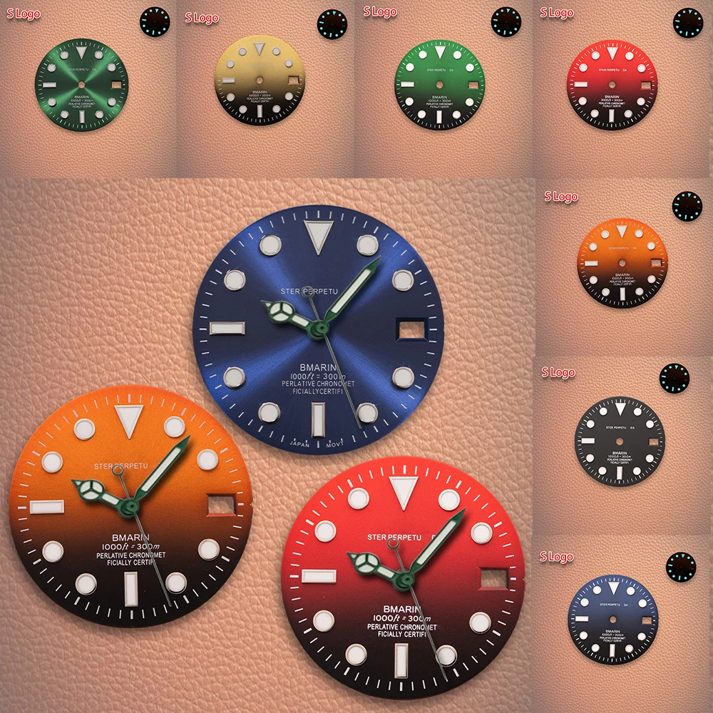 S Logo Quadrante 28.5mm SUB Quadrante Gradiente NH35 Quadrante Fit NH35/NH36/4R/7S Movimento Blu Ghiaccio Luminoso Orologio Accessori di Modifica