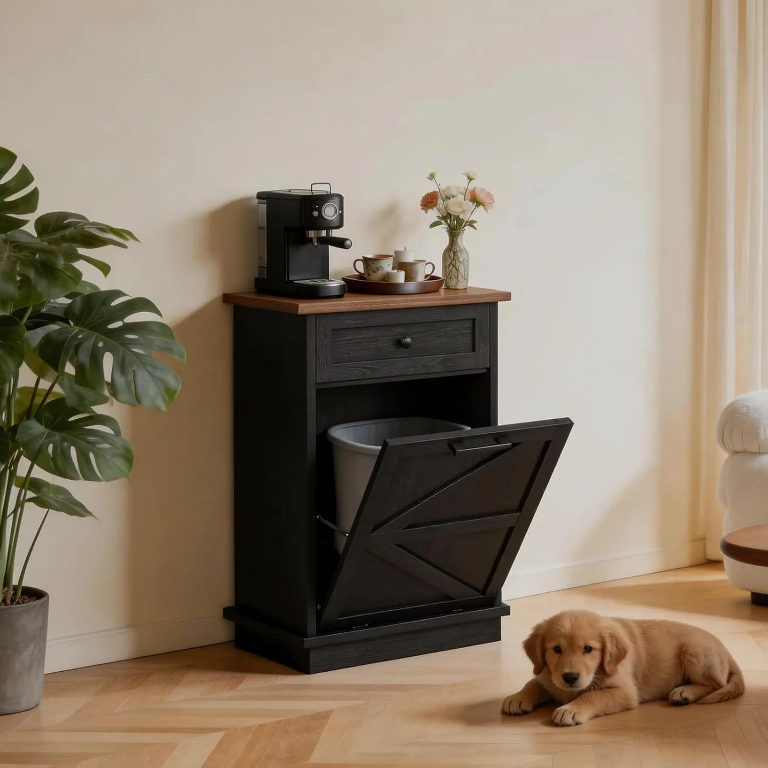 

Out Trash Can Cabinet, 10 Gallon Garbage Can Cabinet or Kitchen with Storage Der, ree Standing Recycling Cabinet, Odor Proo Dog