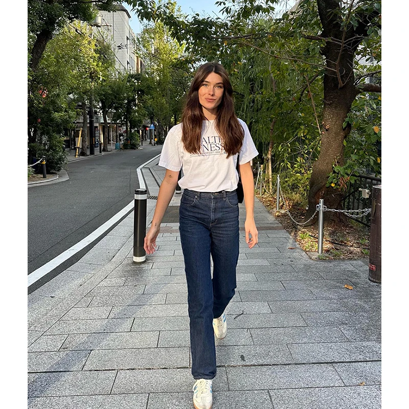 เสื้อยืดผ้าฝ้ายทรงเรโทรสำหรับเด็กผู้หญิง เหมาะสำหรับออกกำลังกาย วิ่ง ผ้าฝ้ายแท้ ทรงกลม ปกติ ใส่สบายในฤดูร้อน