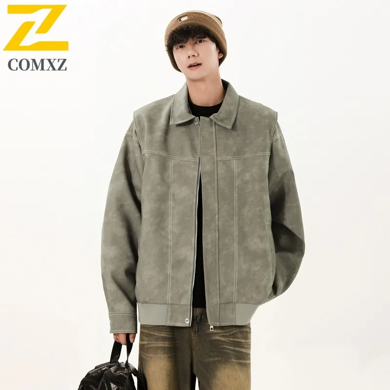 

Maxbarley Mens Leather Jacket 2025 Autumn Fashionable Slim Fit Hunting PU Leather Coat Lightweight Comfortable Trendy Outerwear