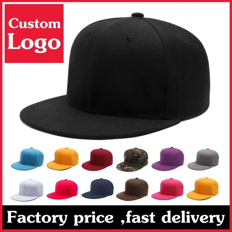 Custom Logo Embroidery Flat brim snapback hats New adult casual acrylic sports hat Women Men Tennis Fishing caps