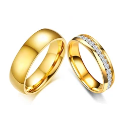 6mm Golden Wedding Ring for Women and Men's Jewelry Stainless Steel Personalized Customized Name ID Couple Anniversary Gift