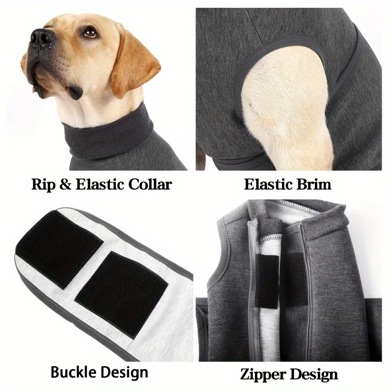 1pc Pet Dog Anxiety Jacket Calming Vest for Stress Relief - Solid Color Cotton Polyester Blend, Machine Washable, All-Season Com