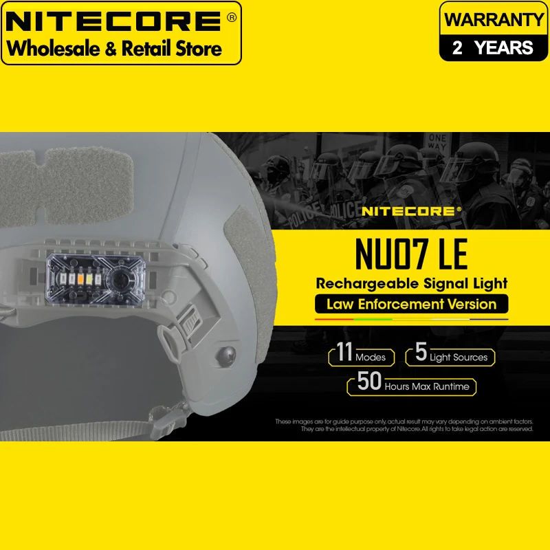 Nitecore NU07 LE 5-Color Red & Green & Yellow & White & Blue Rechargeable Signal Light for Helmet or Molle