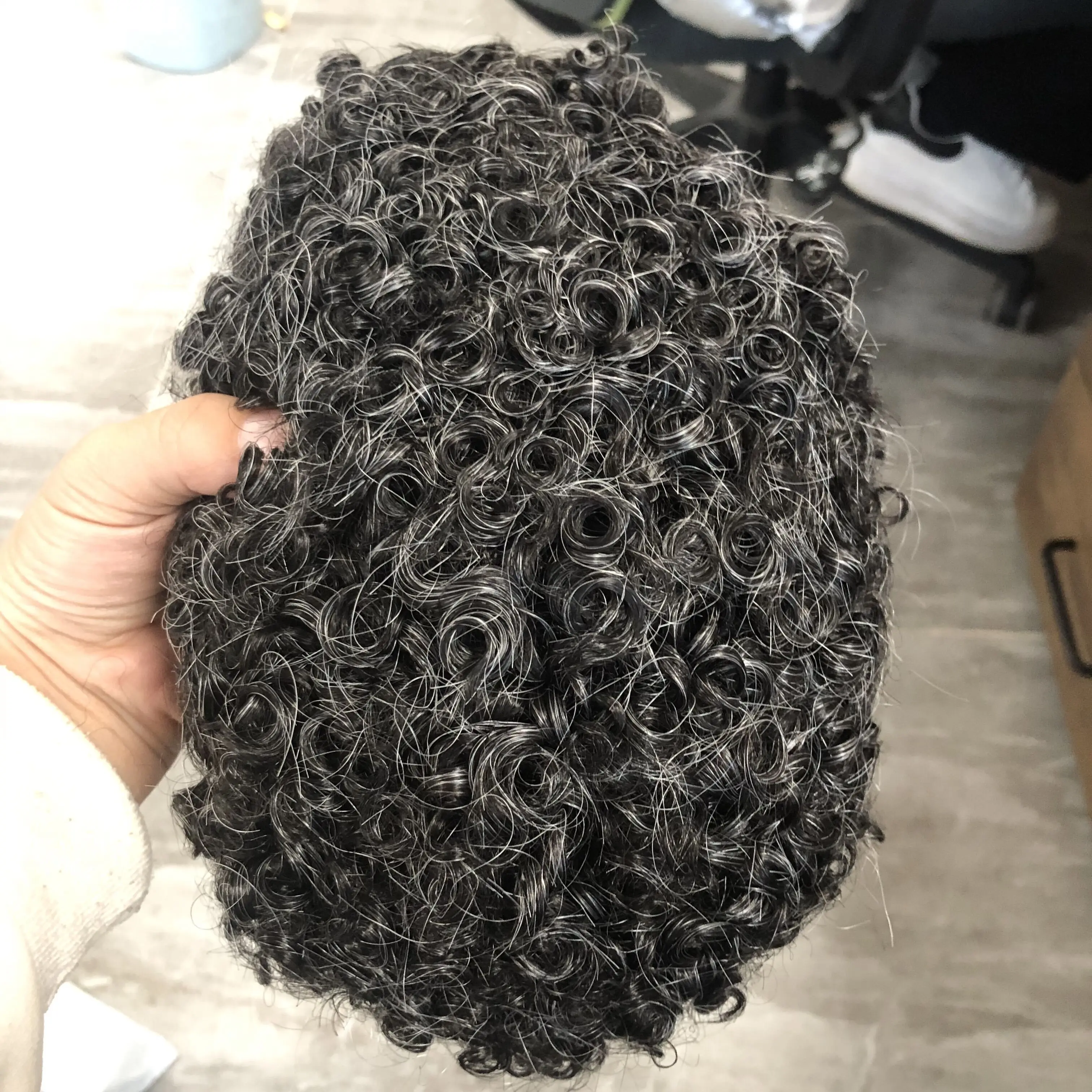 Full PU Base Cabelo Humano Toupee para Homens, Durável, Pele Fina, Full PU, Afro, Kinky, Encaracolado, Masculino, Prótese Capilar, Substituição de Perucas, Jet Black, 15mm