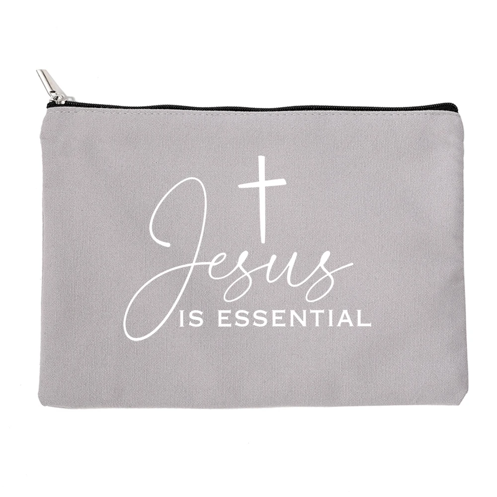 Jesus He Will Be There for You Make Up Organizer Canvas Cosmetic Bag for Women  Pencil Pouch Bag Christian Holiday Female Gifts