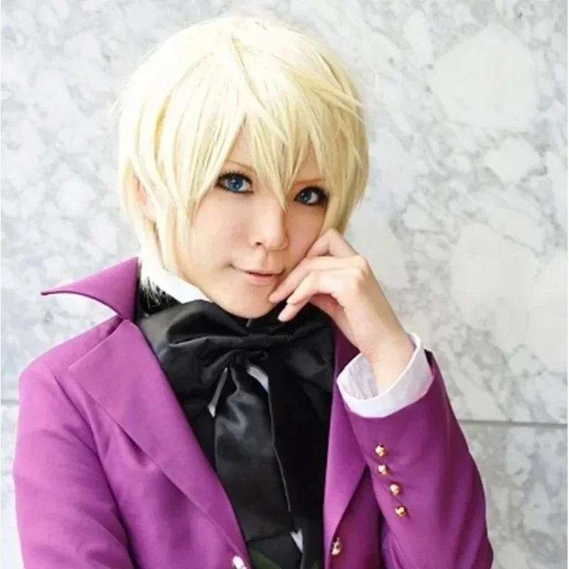 Short Cosplay Wig Anime Alois Trancy Kurohitsuji Black Butler Heat Resistant Hair Light Blonde Wigs Party Perucca Wigs