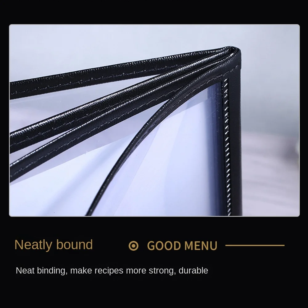 Foldable PVC Transparent Menu Cover A4 Metal Corners Menus Price Display Book Letter Size Reusable Loose Leaf Binder Kitchen