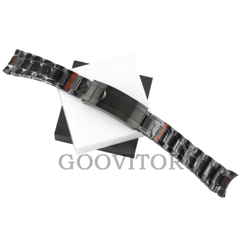 Black 20mm Solid Bracelet 316L Stainless Steel Brushed Oyster Bracelet Strap Fit Submariner GMT NH35 NH36 Watch Case