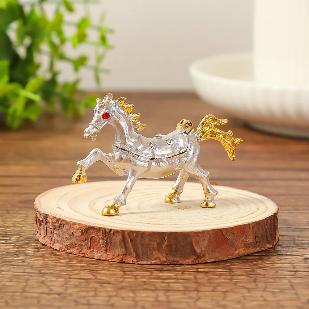 Hand Painted Small Horse Shape Trinket Box Decorative Hinged Jewelry Trinket Box Unique Gift for Home Decor
