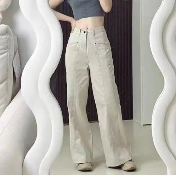 

High Waist Wide Leg Casual Pants American Sle Workwear Denim Jeans Women's Autumn New Loose Drape Straight Cut Loose Fit