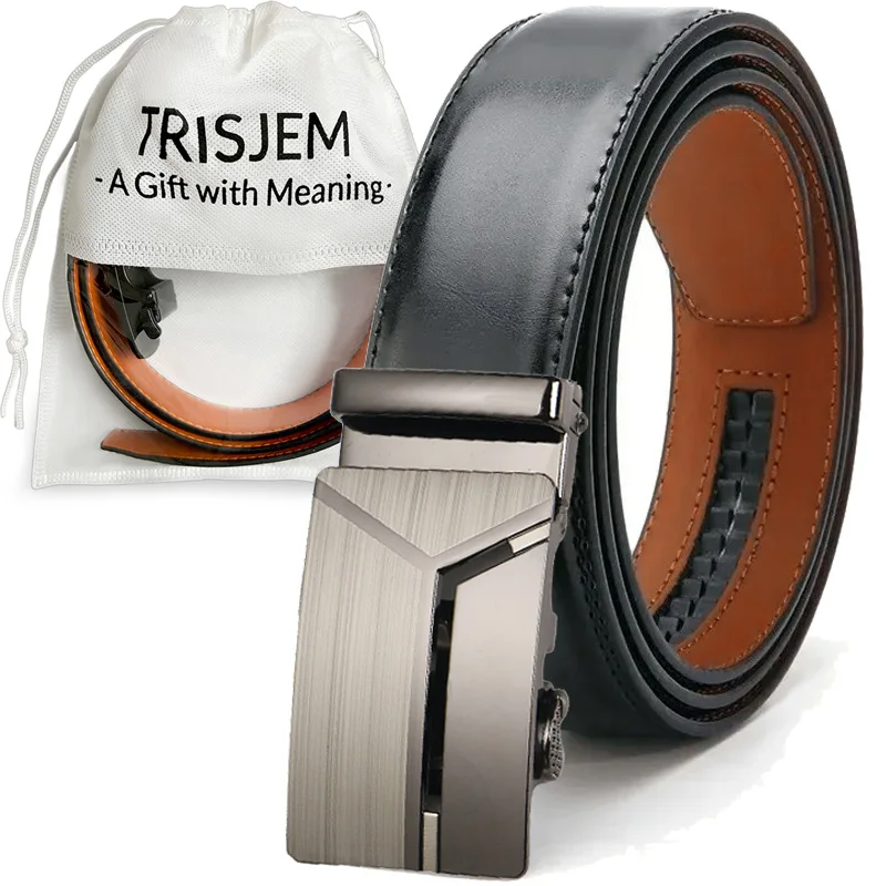 Modischer Herren-Gürtel aus echtem Leder, authentische Luxusmarke, automatische Schnalle, weicher Ledergürtel für Freizeithosen und Jeans