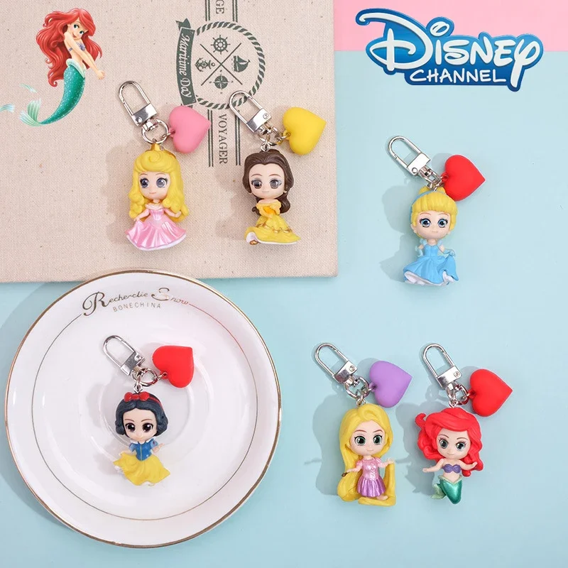 6 Styles Disney Princess Pendant Cute Cartoon Princess Series Anime Figure Keychain Backpack Decoration Girls Kids Birthday Gift