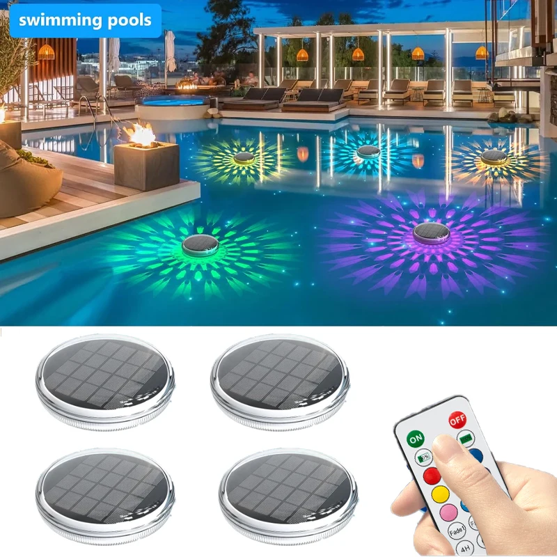 

Solar Floating Pool Light with Remote Control RGB Color Pool Light,IPX7 Waterproof, Bathtub Pool Decorative Lighting Accessories