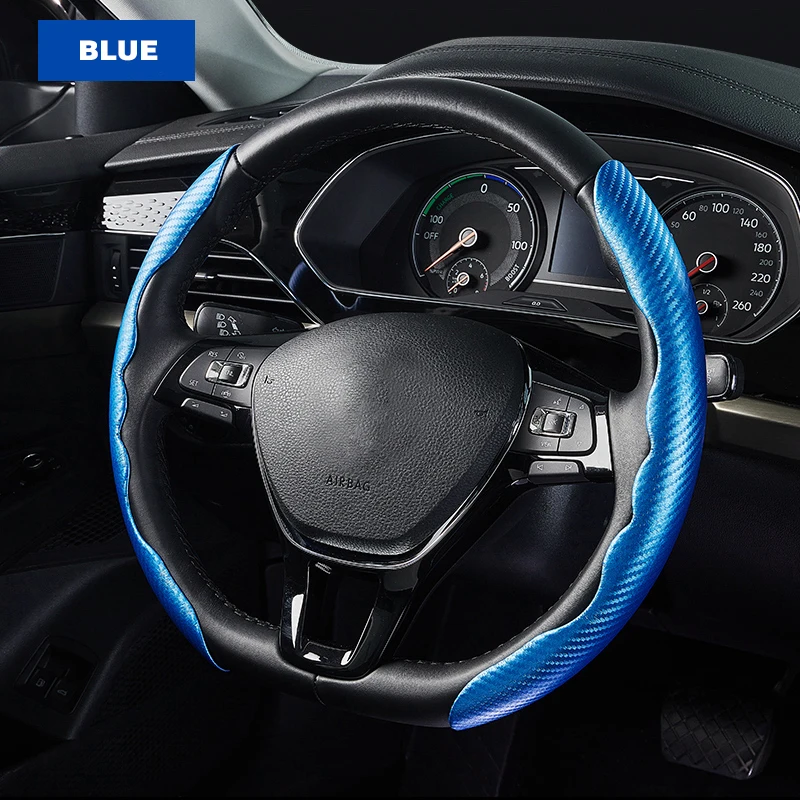 1 Paar Kohle faser Leder Auto Lenk abdeckung 1k Mikro faser Leder PVC Rad Booster Abdeckung rutsch fest universell – Detail 10