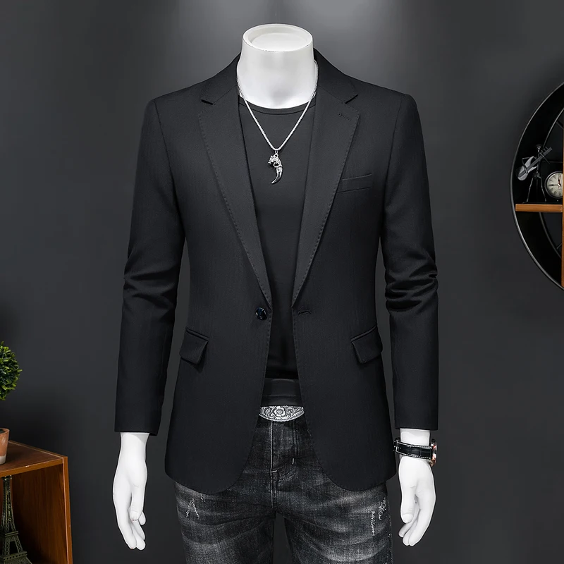 

2023 Boutique Men's Fashion Business Cultivate One's Morality Leisure Pure Color Gentleman's Wedding Presided Over Work Blazer