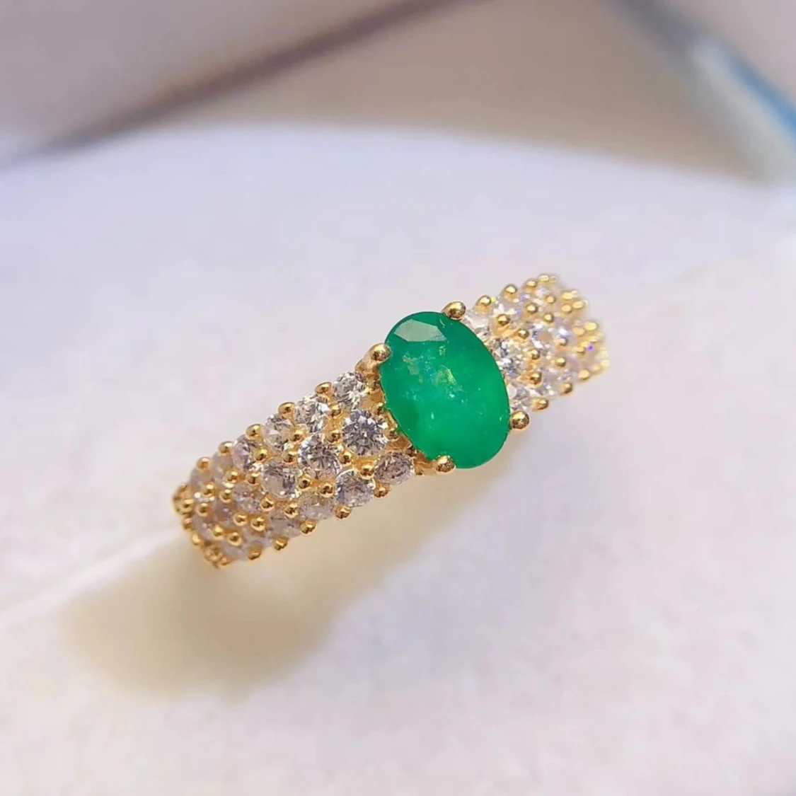 925 Silver Emerald Ring for Wedding 7x5mm Natural Colombian Emerald Ring with Certificate Fine Jewelry Birthday Gift for Women