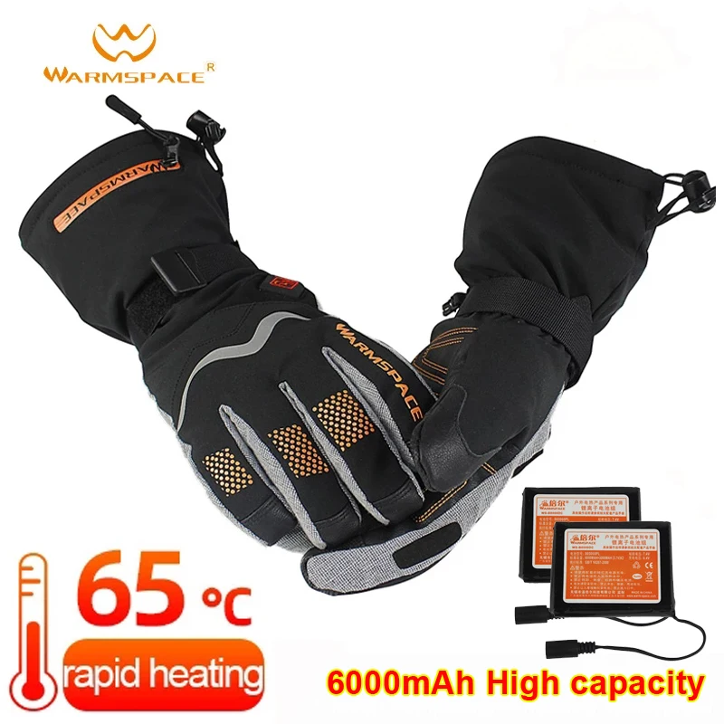 

Warmspace 7.4V 6000mAh Electric Motorcycle Heated Gloves Rechargeable Winter Waterproof Lithium Battery Self Heating Ski gloves