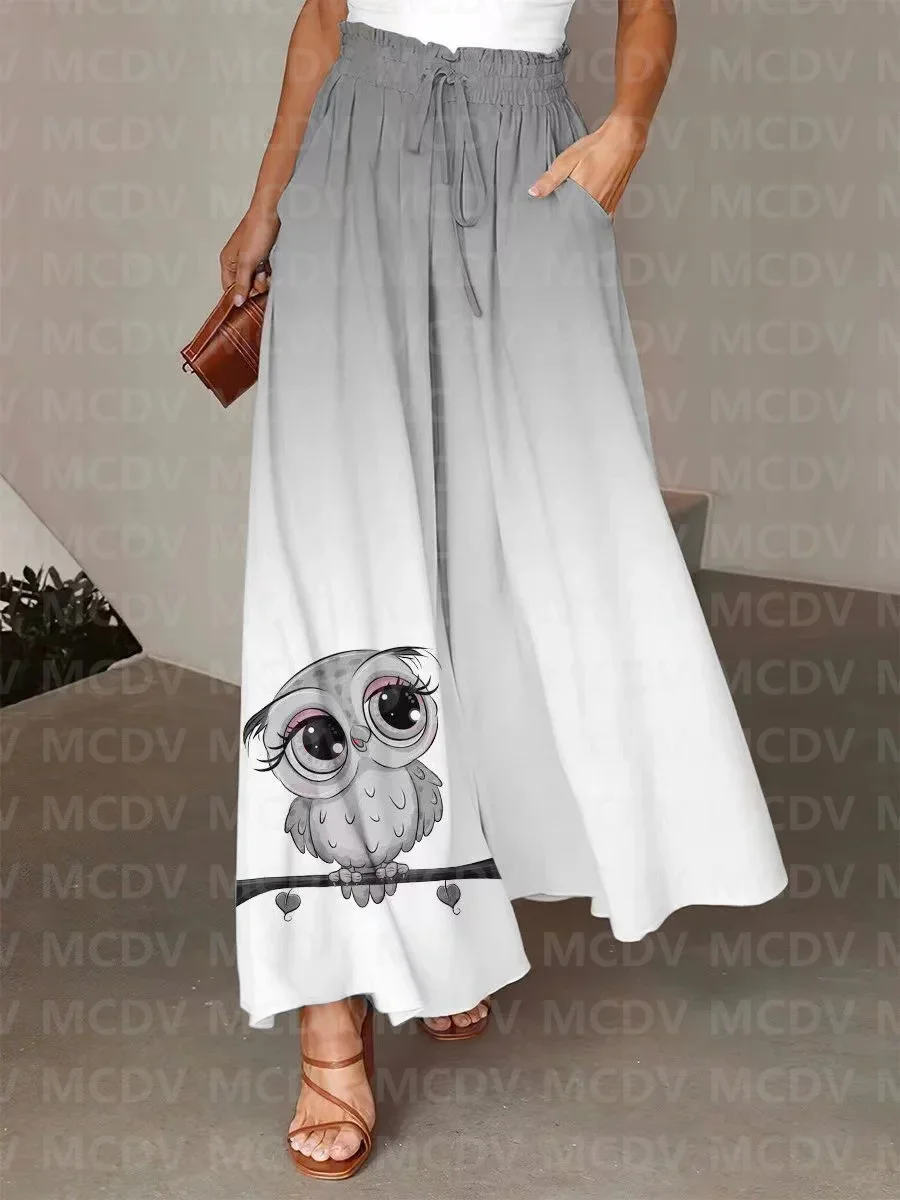 

Women's Lovely Owl Wide Leg Pants 3D Printed Women's Casual Pants 5 Color