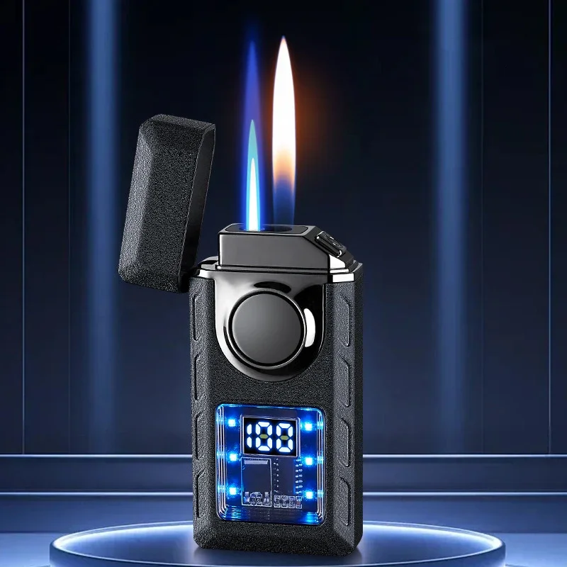 Rechargeable Piezo Pulse Windproof Cigar Cigarette Lighter Jet Butane Torch Gas Two Types Flames Lighters Smoking Accessory