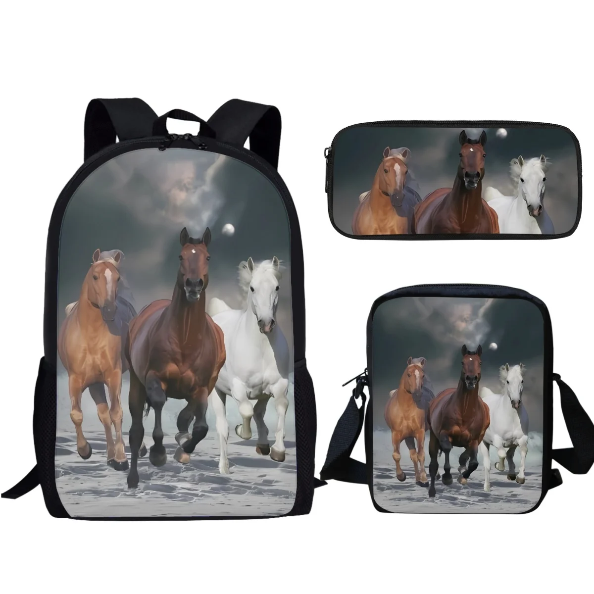 3D Horse Fashion Student Boy School Bag Portable Popular Large Capacity Backpack Animal Lover Gift Bookbags Stationery Organizer