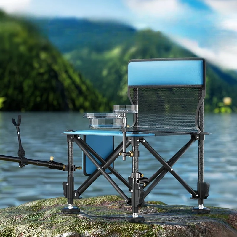 Wide Seat Fishing Stool with Adjustable Legs - All-Terrain, Foldable Portable, Multi-Position for Anglers, Compact & Lightweight