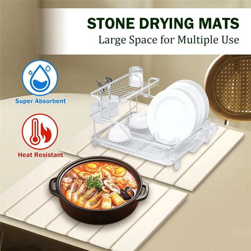 

Hot Sale-Stone Drying Mat For Kitchen Counter,Foldable Dish Drying Mat, Quick Dry Stone Drying Mat,Food-Safe & Multipurpose 1PCS