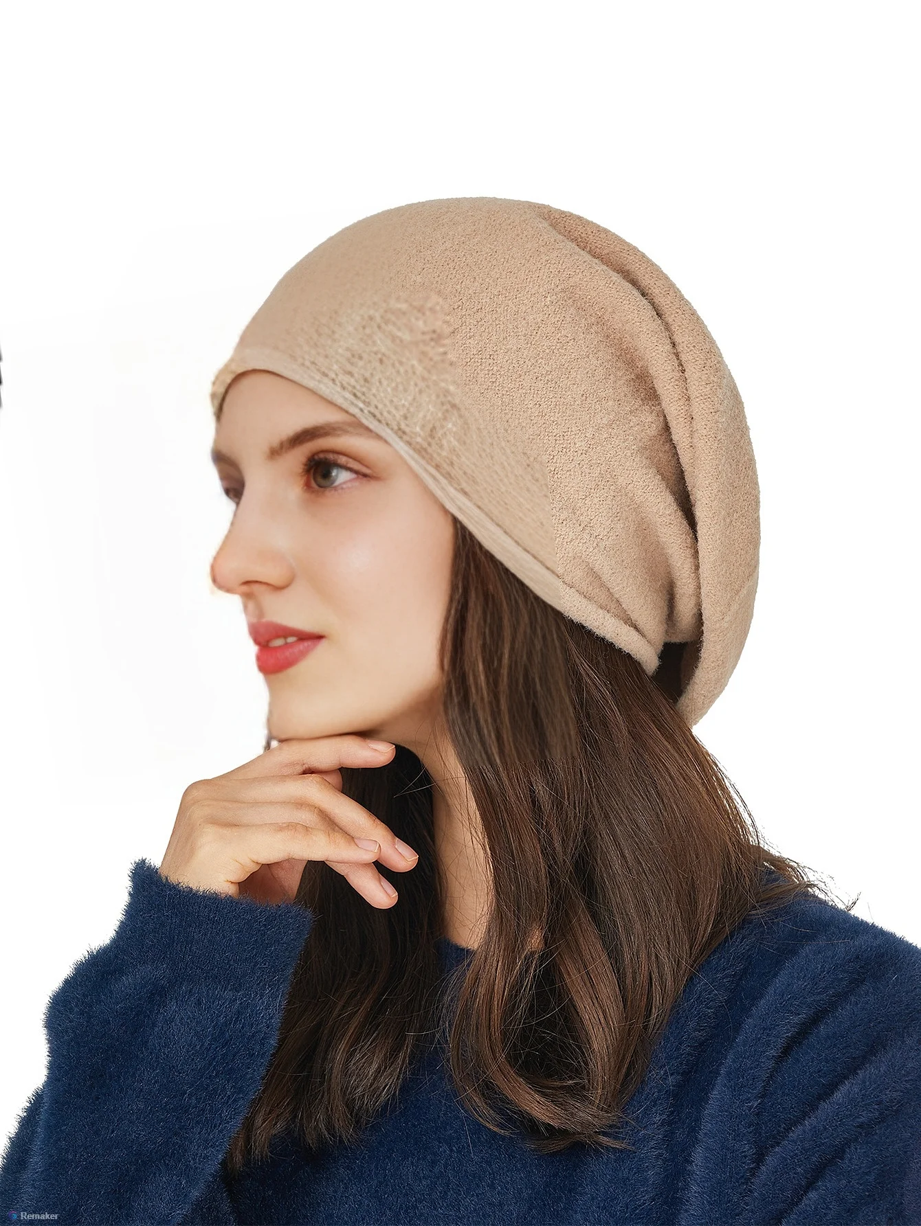 Knitted Wool Beanie Hat For Women Autumn Winter Warm Soft Crimping Slouchy Beanies For Gorros Female Fashion SKullies Cap