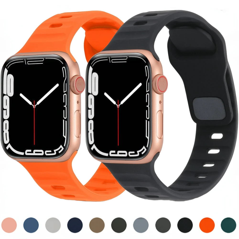 

Silicone Strap For Apple Watch Band 45mm 41mm 44mm 40mm 42mm 38mm Ultra 49mm Bracelet for iWatch Series 8 7 6 5 4 3 SE Watchband