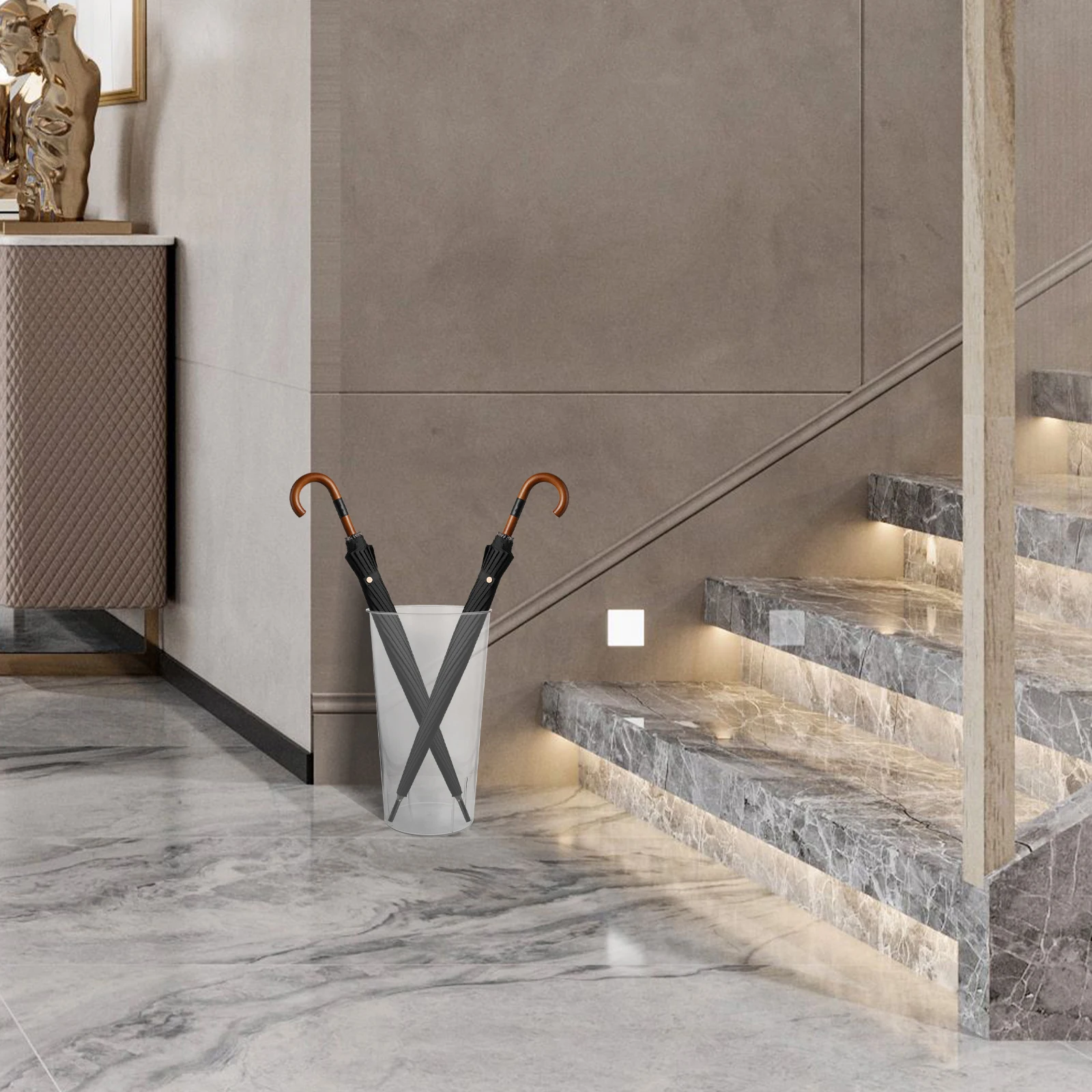 

Прозрачный держатель для зонта, ПЭТ, большая вместительная подставка для сушки, стеллаж для хранения, бочка для домашнего офиса, прихожей, пластиковое ведро, длинная стойка