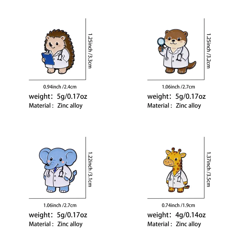 Cute Animal Doctor Enamel Pin Vet Brooch Lapel Pins Backpack Badge DIY Clothing Decor Accessory for Medical Worker Animal Lover