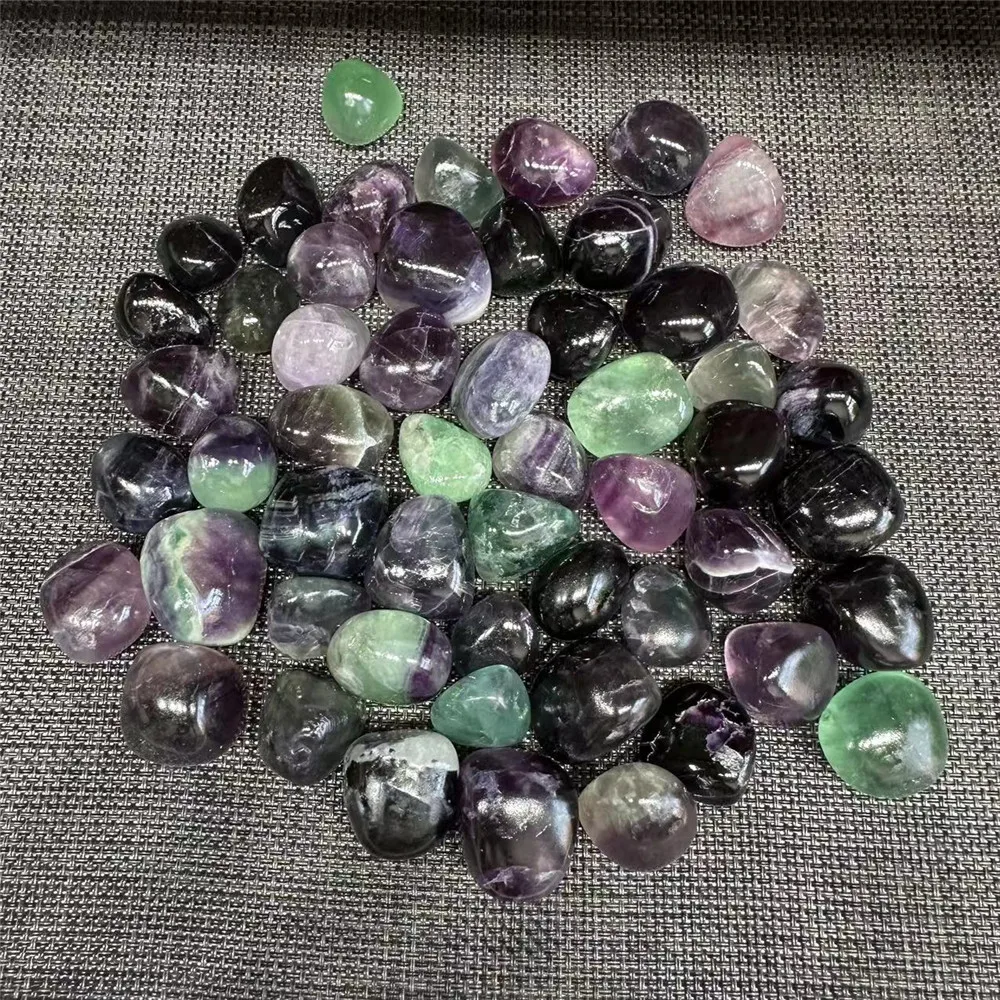 

20-30mm Healing Crystals Natural Colored Fluorite Tumbling Stone For Aquarium Feng Shui Ornament