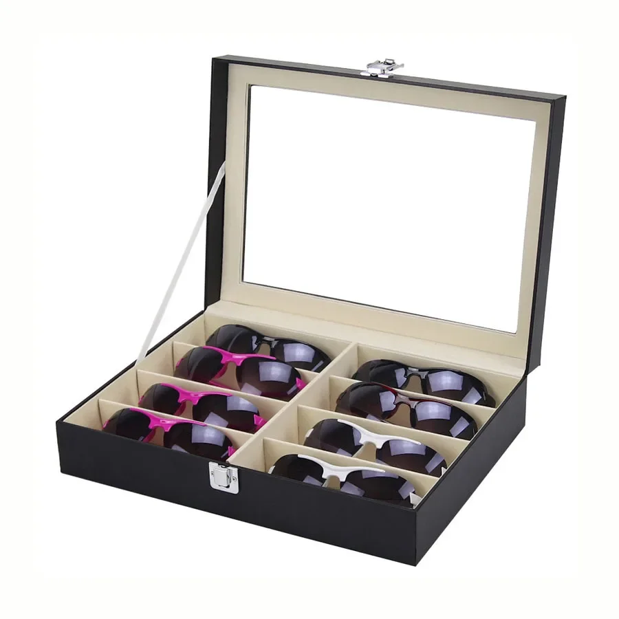 

8-Grid Eye Glasses Case Eyewear Sunglasses Display Storage Box Holder Organizer Eye Glasses Case Eyewear Organizer Display Box