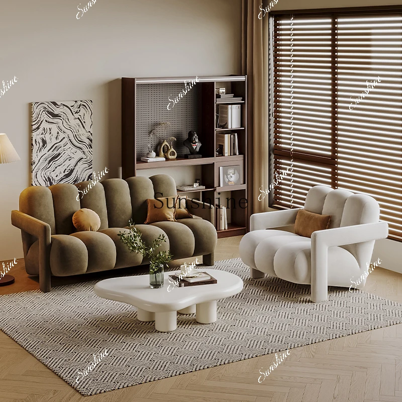 Medieval fabric simple living room small apartment bed and breakfast rental room design creative straight sofa  FT