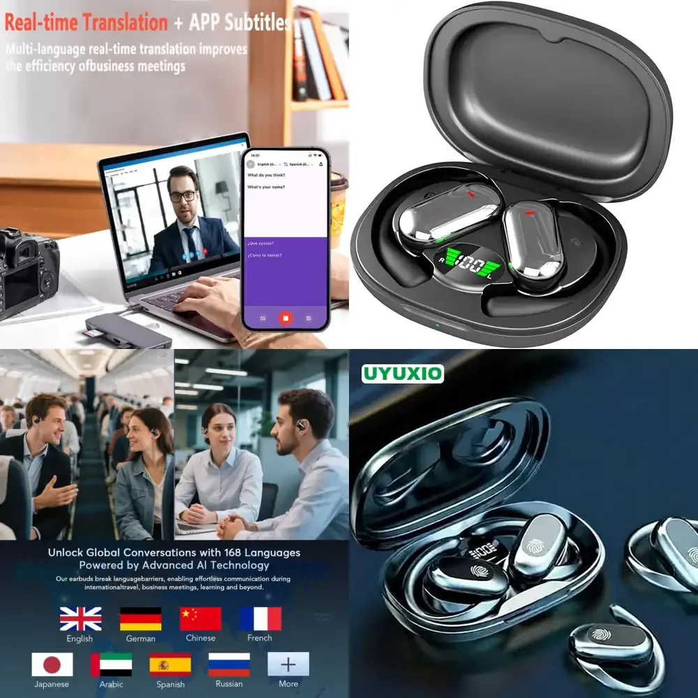 

UYUXIO Real Time AI Translating Ear Buds with 144 Languages OWS Online Translation Headphone Earphone EarBuds for Business