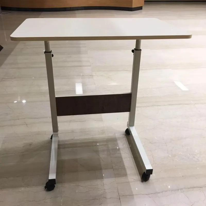 طاولة طعام للكمبيوتر المحمول قابلة للتعديل بارتفاع قابل للتعديل بجانب السرير مع عجلات #6