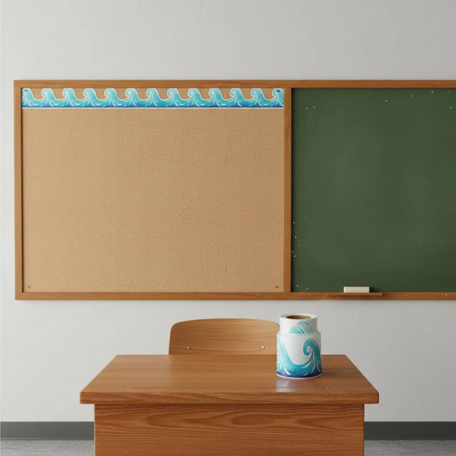 

15 Oceanic Wave Sticker Border Self-Adhesive Wave Border Trim Classroom Decor Fade Resistant for Blackboard