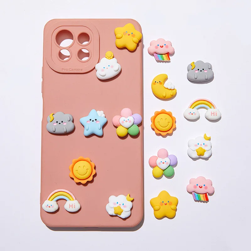 10 Stück Cartoon Wetter Sonne Mond Stern Wolken Regenbogen Flatback Harz Cabochons Handwerk Verzierungen DIY Haarschleifen Dekoration – Detail 6