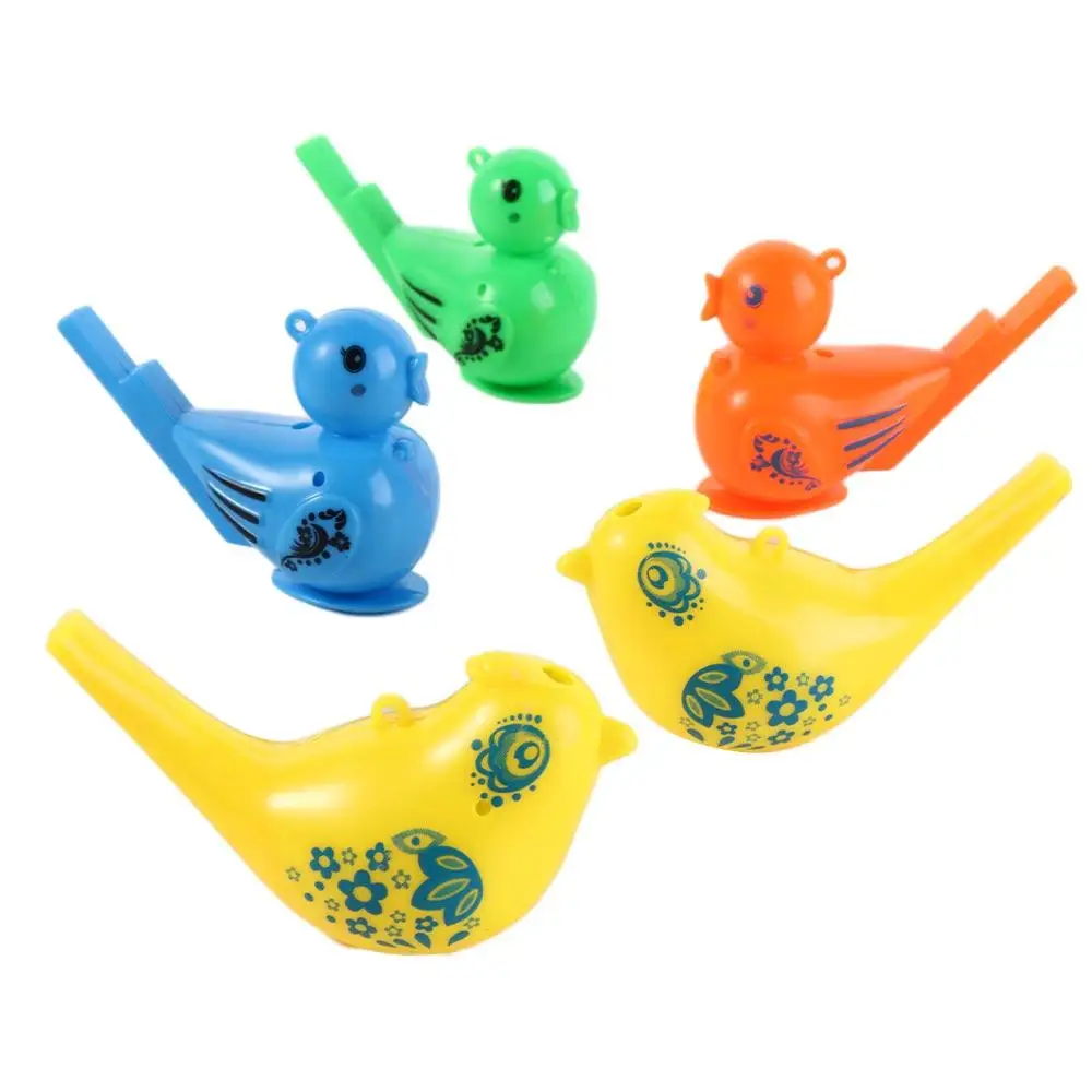 5PCS Outdoor Sports Funny Water Bird Whistle Colored Drawing Party Whistles Educational Cute Musical Toy Bathtime