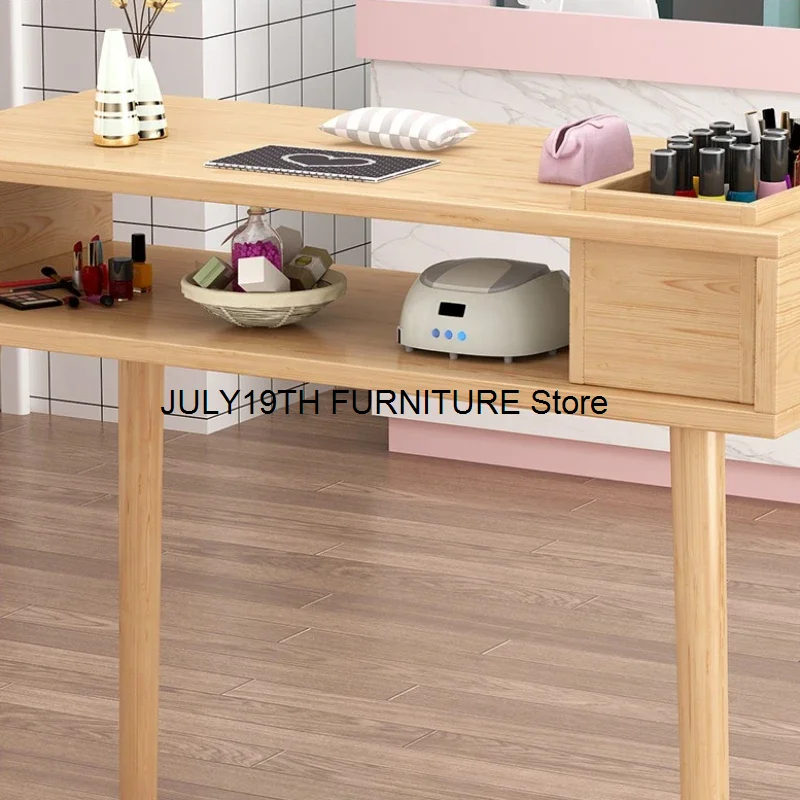 Salon Simple Nail Desk Wooden Nordic Receptionist Speciality Manicure Table Minimalist Vacuum Manicure Tafel Furniture HD50ZJ