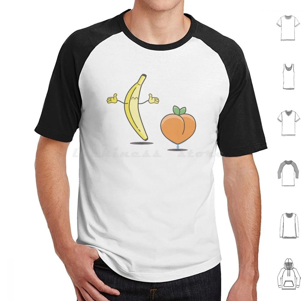 Banana Hugs Wet Peach T Shirt Cotton Men Women Diy Print Peach Sexy Wet Banana Cute Strawberry Fruit Pastel Aesthetic Food