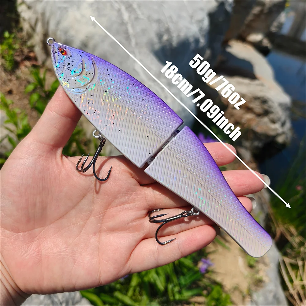 1 Stück 18cm 50g Langsam Sinkender Gelenkiger Swimbait 360 ° Rollender Angelköder für Barsch, Hecht, Salzwasser und Süßwasser – Detail 3